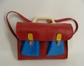 vintage 80s Primary Colorblock Mini Book Bag Backpack Electronics Bag fits nook kindle possibly ipad
