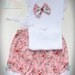 Vintage Shabby Chic Pink Floral Pantaloon 3 Piece Nappy Cover Baby Girl Set