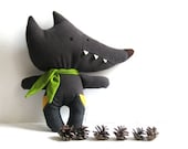 Wolf stuffed toy wolf soft toy rag doll wolf softie wolf plushie plush toy stuffed animal woodland handmade toy brown 30 cm 11.8"