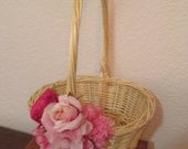 Shabby Chic Flower girl basket / Pink / Shabby Chic Basket