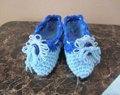 Crochet Slippers ButtonsCrochet  House Slippers Home Shoes Sky Blue Flowers Warm Gift for Your Feet