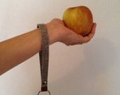 Grey felt and leather keychain wrist strap