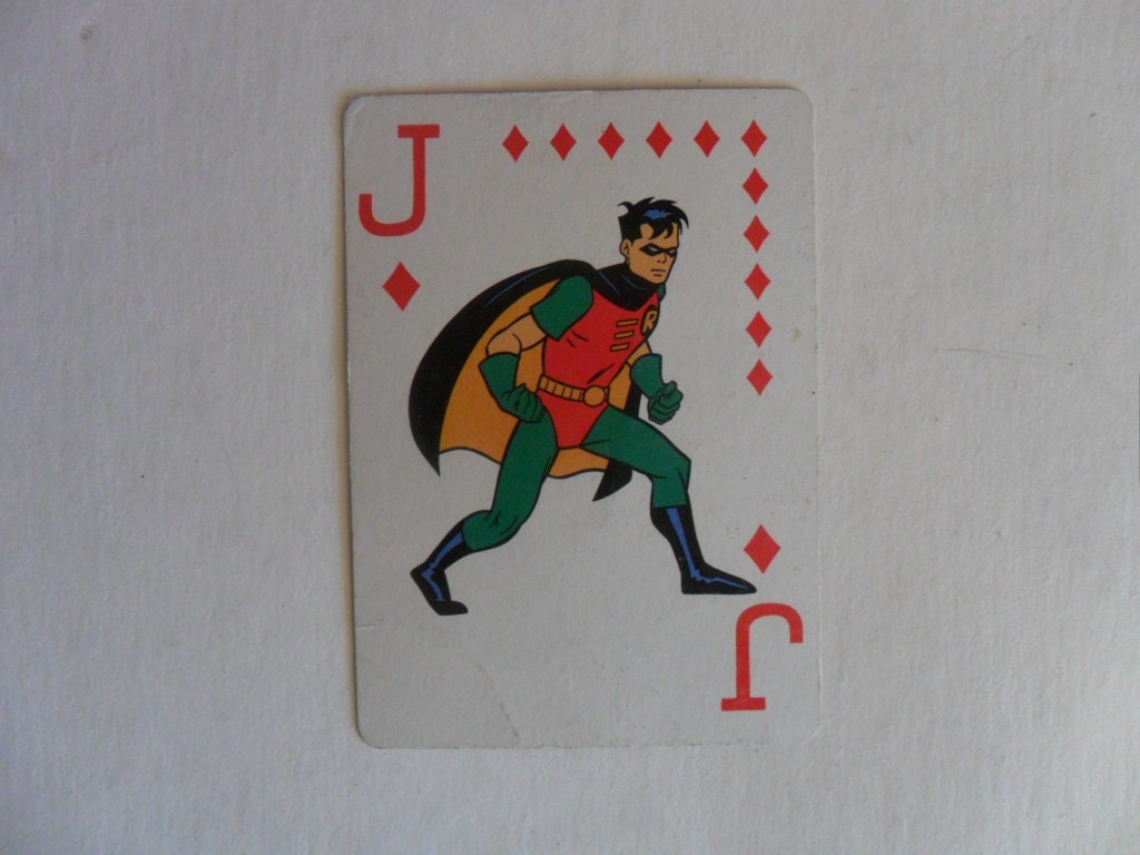 single vintage BATMAN playing card . dated . Robin . vintage Robin