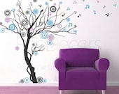 Tree Decals Living Room Decal Wall Sticker Modern Vinyl Decal - Music tree (78" H) - Designed by Popdecors