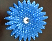 Blue White Polka Dots Gerber Daisy Flower Hair bow Hair clip Hair Accessories