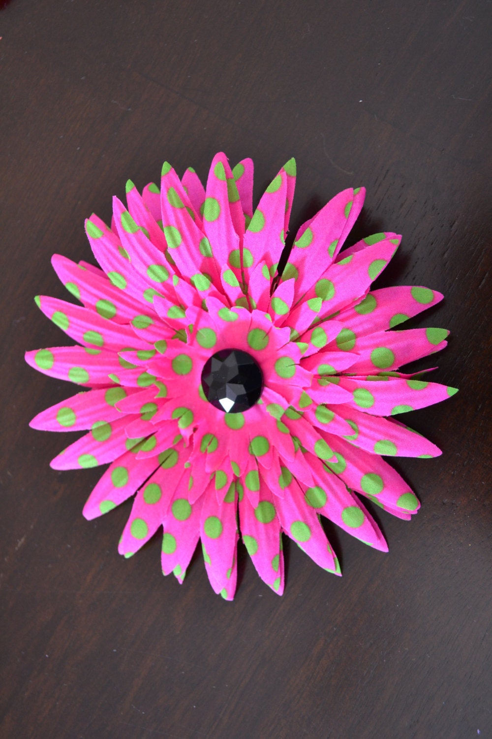 Pink Green Dots Gerber Daisy Flower Hair bow Hair clip Hair Accessories