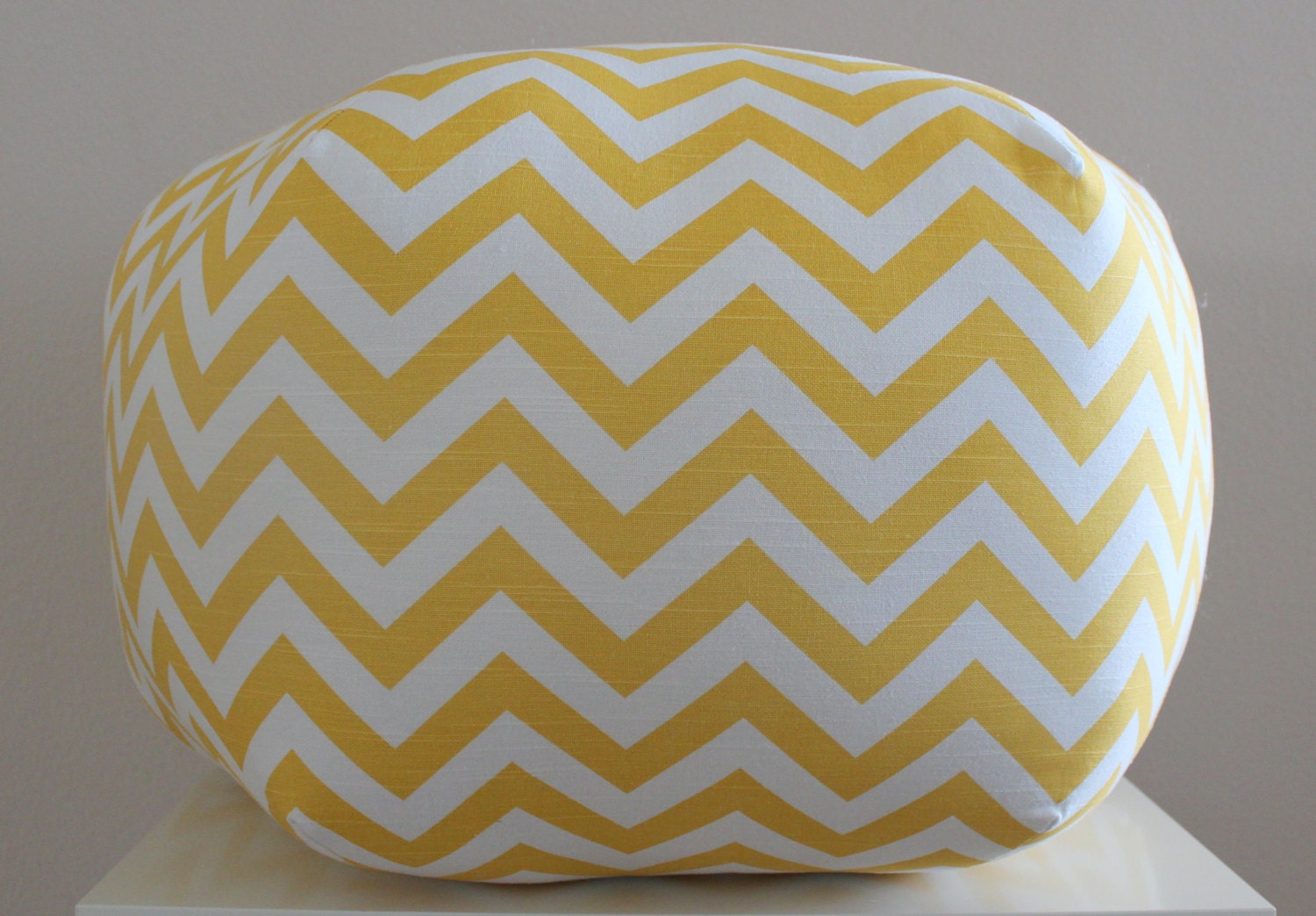 24" Pouf Ottoman Floor Pillow Yellow Chevron Zig Zag