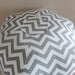 24" Pouf Ottoman Floor Pillow Grey White Zig Zag Chevron