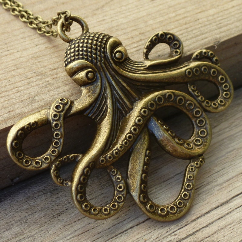 Steampunk  Necklace Victorian pendant charm pirate jewelry nautical marine DR. OCTOPUS