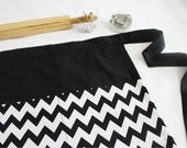Black and White Chevron Adult Apron