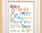 SALE Boy Art, Snips and Snails and Puppy Dog Tails, 8x10" print, for nursery, or playroom, or as a gift, also have the girl version