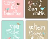 SALE You are my sunshine coordinates with Pottery Barn Maya Bedding 4-8x10 prints , nursery art prints