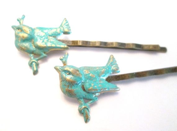 Bridal Hairpins Bird Mint Wedding Green Accessories Bobby Pin Hair Clips Bridesmaids Woodland Spring