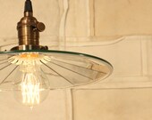 Lighting With Green Mirrored Enamel Shade and Reproduction Wire