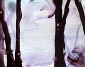 Landscape Watercolor Painting, Original Tree Art