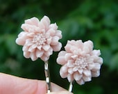 Set of 2 flower hairpins dusty pink flower bobby pins nature inspired hair pins woodland wedding hair accessories handmade hair clips