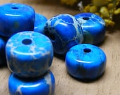 Semi Precious Gemstone Aqua Terra Jasper . 6mm x 4mm rondelle . blue . 12ea