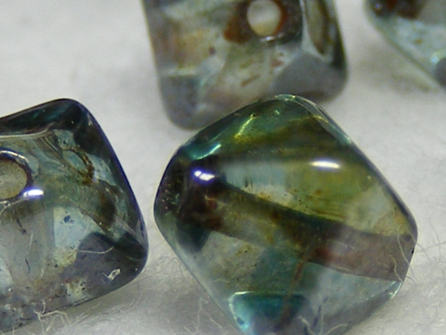 WHISPERING PINE . Czech Picasso Hogan Beads. 4mm . Green . 10 each