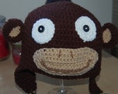 Monkey Hat with Earflaps and Tassles
