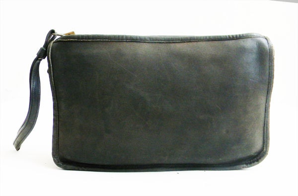 Vintage COACH Clutch Bag Distressed Black Leather NEW YORK
