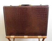 Dark Brown Croc Patterned Samsonite Suitcase - Luggage