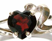 Mozambique garnet double heart  ring in sterling silver  s7      "Mama Maria's"