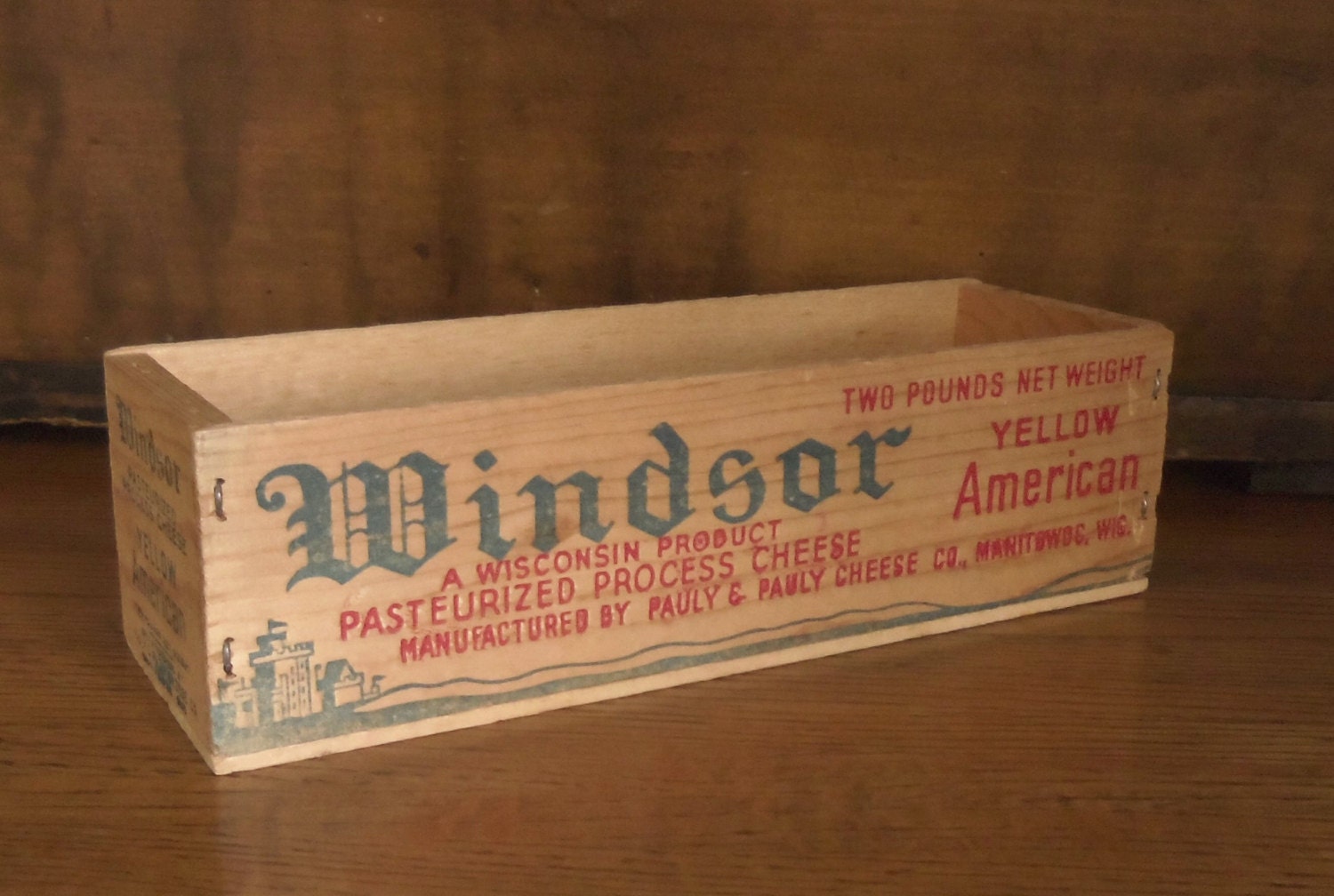Wooden Cheese Box Windsosr American Cheese Box 1940s