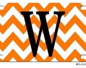 PERSONALIZED LICENSE Plate Chevron stripes Big INITIAL letter Pattern custom Car Tag Name Any Color Monogram