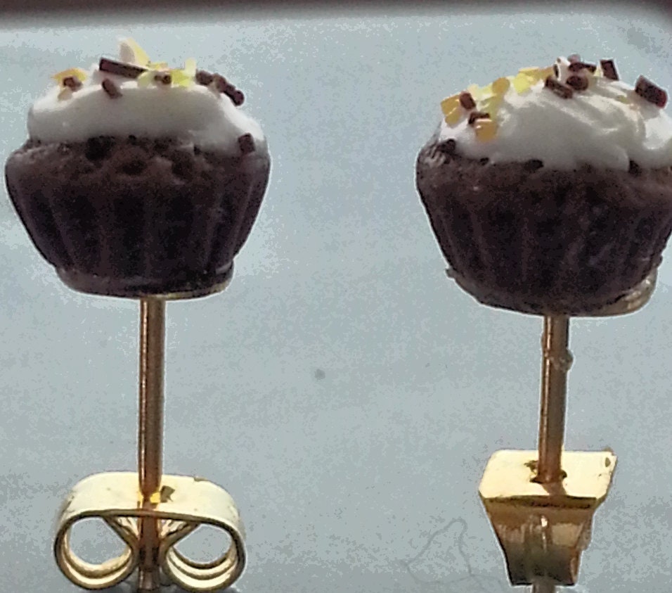 chocolate  cupcake sprincles earrings