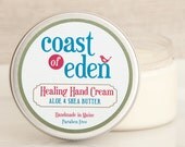 Hand Cream - Shea Butter Hand Cream Hand Lotion - Organic - Handmade in Maine - Coast of Eden - Unscented - Fragrance Free