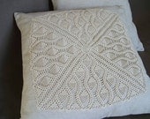 Vintage Style Decorative 17x17 Pillowcover Cotton Linen Crochet Appliqued Outdoor Cottage Chic Pillowcase