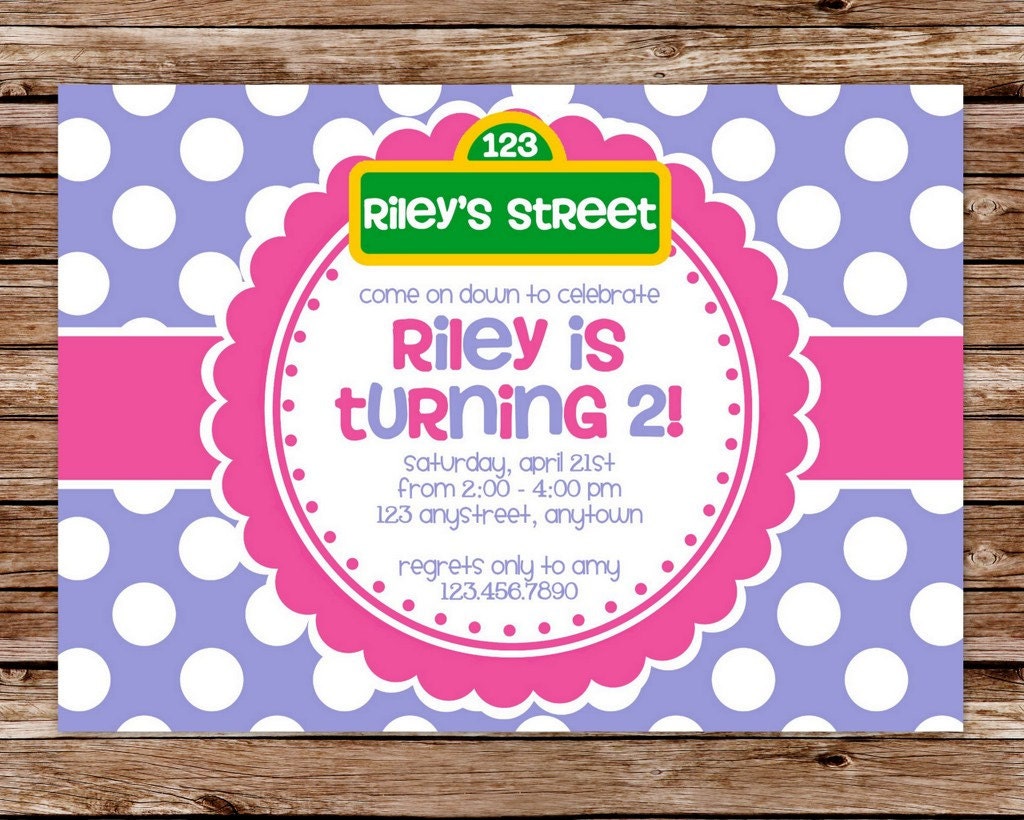 Custom Printable Pink & Purple Polka Dot Abby Cadabby Inspired Birthday Invitation Il_570xn