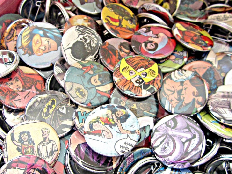 Comic Pin Back Buttons--CUSTOM ORDER--Characters of your choice