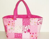 Tote Bag Patchwork Pink Springtime Flowers Padded Shoulder Bag