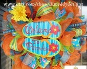 Welcome To Paradise Orange Summer Flip Flop Wreath