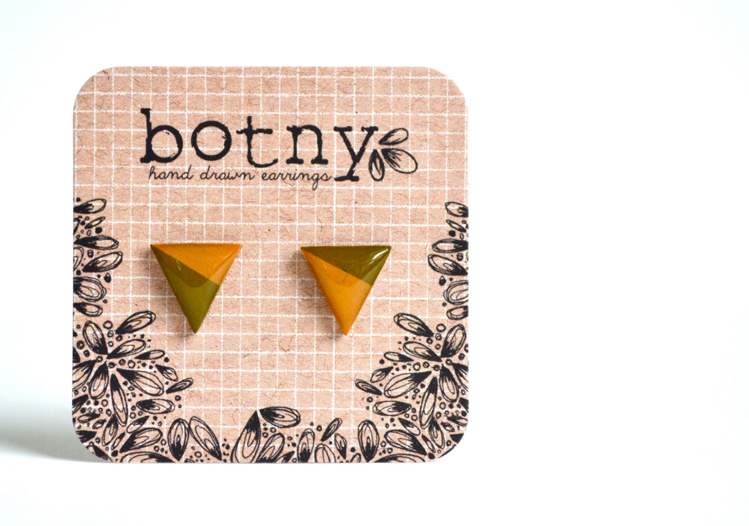Goldenrod and Arthicoke Asymmetrical Tribal Triangle Earrings