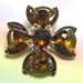 Rhinestone Cross Brooch, vintage cross brooch, maltese cross, rhinestone jewelry, vintage jewellery, brown, root beer rhinestones