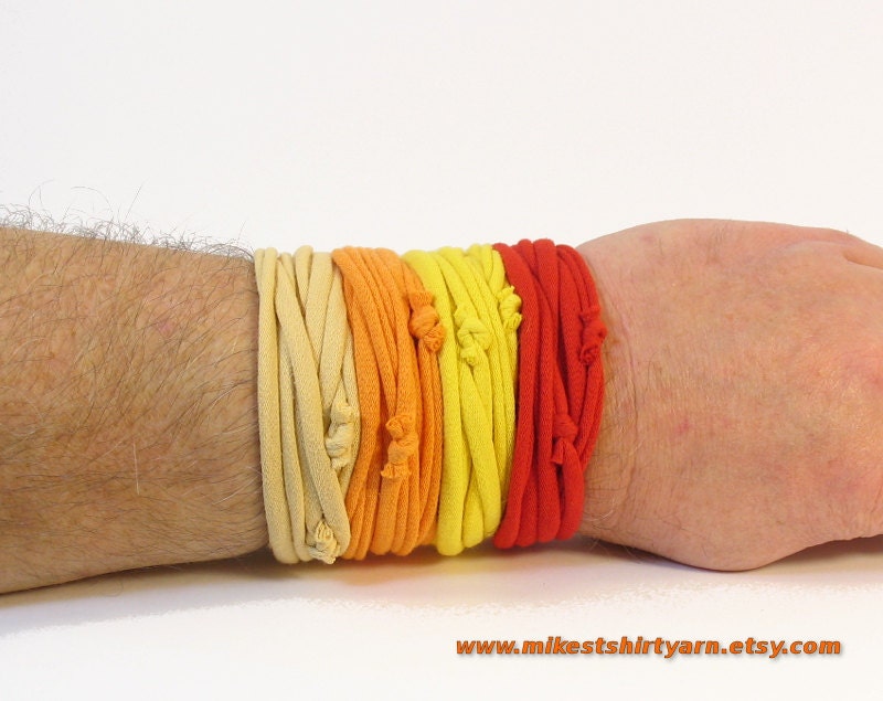 T Shirt Bracelet or Necklace - Repurposed Fashion - Spring Colors