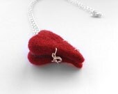 Felt Heart Locket - Valentine Needle Felted Red Heart 'Sew Your Own' Locket