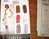 Six Styles of Dart Fit Skirts with Trim and Hem Ruffle Women's Vogue Easy Options Sewing Pattern 8363 Waist 23 24 25 26.5 Factory Folds