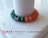 HALF AND HALF melon agate and turquoise howlite gemstone bracelet
