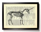 Unicorn Skeleton Repurposed Book Upcycled Dictionary Art Vintage Book Print Recycled Vintage Dictionary Page Buy 2 Get 1 FREE