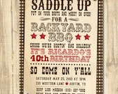 Western BBQ Birthday Printable Birthday Party Invitation