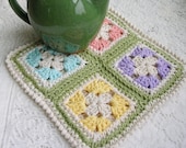 Crochet Pot Holder -  Four Square Granny Hot Pad or Trivet