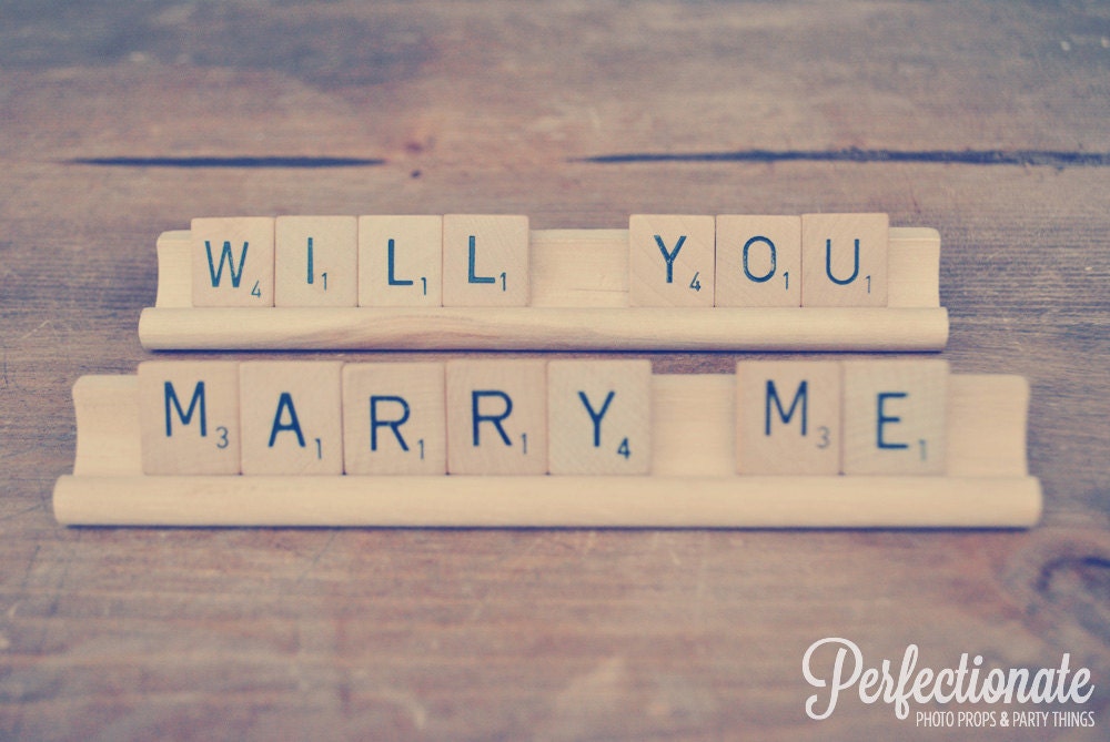 Will You Marry Me Scrabble Sign // Engagement Photo Prop // Engagement Idea // Unique Proposal Idea // Creative Proposal Idea
