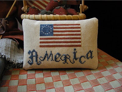counted cross stitch pattern : america threadwork primitives flag day memorial day independence day 4th of july diy