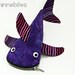 Shark Bag by MinneBites / Handmade Fish Pencil Case - Purple Bag - Desk Organizer - Desk Accessory - Purple Purse Organizer, ready to ship