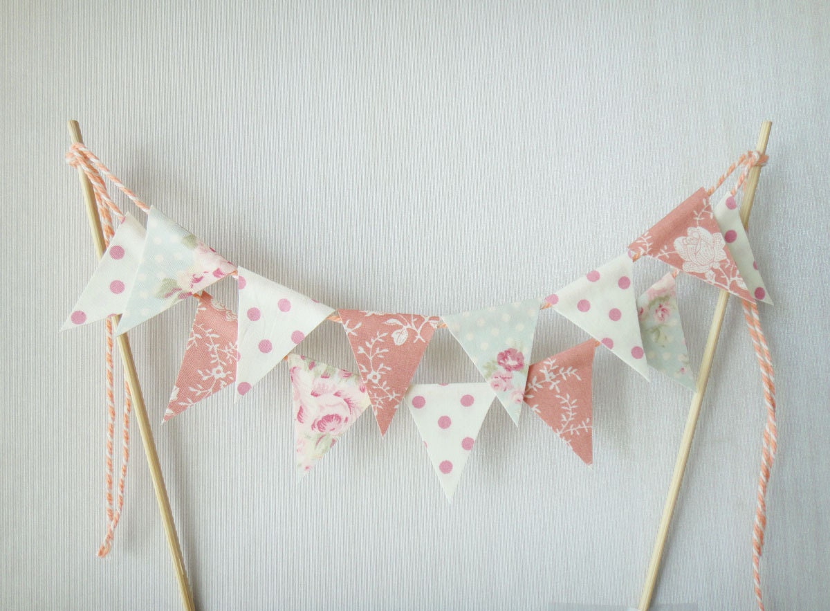 Cake Topper Bunting, Wedding Cake Topper, Bunting Cake Topper, Cake Bunting, Pastel (2 lengths)