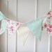Spring Time Bunting, Fabric Banners, Wedding Bunting, Floral, Roses, Polka Dots, Pastel Yellow and Green Shade - 3 yards