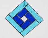 Stained Glass Suncatcher - Square Geometric Design, Diamond, Abstract Art